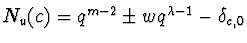 $N_u(c)= q^{m-2}\pm wq^{\lambda -1}-\delta_{c,0}$