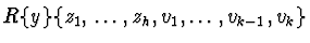 $R\{y\}\{z_{1},\\ \ldots,z_{h},v_{1},\ldots,
v_{k-1},v_{k}\}$