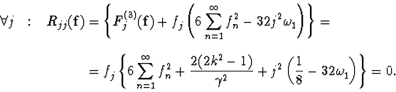 \begin{displaymath}\begin{array}{r@{\displaystyle \;=\;}l}
\displaystyle \mbox{ ...
...}{8}-32
\omega_1^{\vphantom{+}}\right)\right\}=0.
\end{array} \end{displaymath}